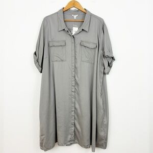Cato Est. 1946 Gray Chambray Button Down Midi Casual Shirt Dress Size 26/28W